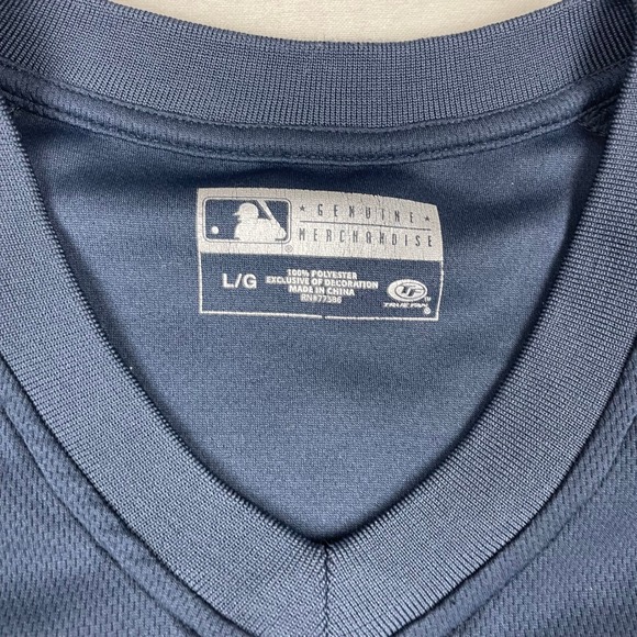 Detroit Tigers MLB True Fan Jersey Mens Large Navy Gray Colorblock V-Neck Shirt - Picture 3 of 7